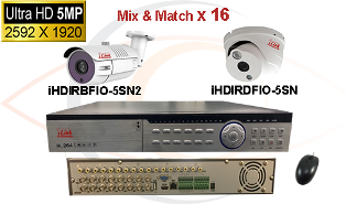 CCTV HD Security Camera System 5-in-1 5MP Standalone 16 Port DVR w/ 5MP HD Coax Cameras
